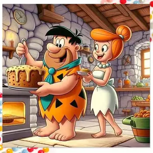 1 set of DIY diamond painting kit, 5D diamond art set, DIY decoration, Flintstone couple mosaic, diamond art, DIY art home decor, suitable for Christmas.