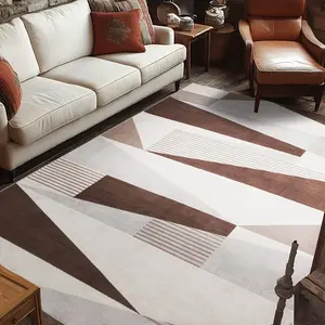 5x7ft Modern Minimalist Triangle Rug - Jumbo Geometric Polypropylene Carpet with PVC Backing, Machine Washable Mat, Neutral Design for Living Room, Office, Living Room Decor