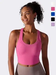 Women's Solid Color Sports Bra, Breathable Comfortable High Stretch Yoga Bra, Ladies Sportswear for Indoor Outdoor Wear, Gymclothes, Yoga Activewear, Running Workout Bras, Sporty Breathable Bras