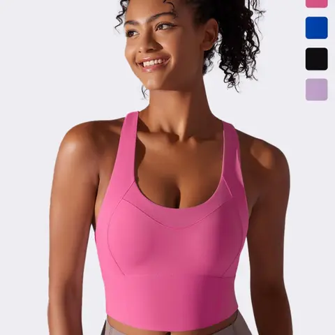 Women's Solid Color Sports Bra, Breathable Comfortable High Stretch Yoga Bra, Ladies Sportswear for Indoor Outdoor Wear