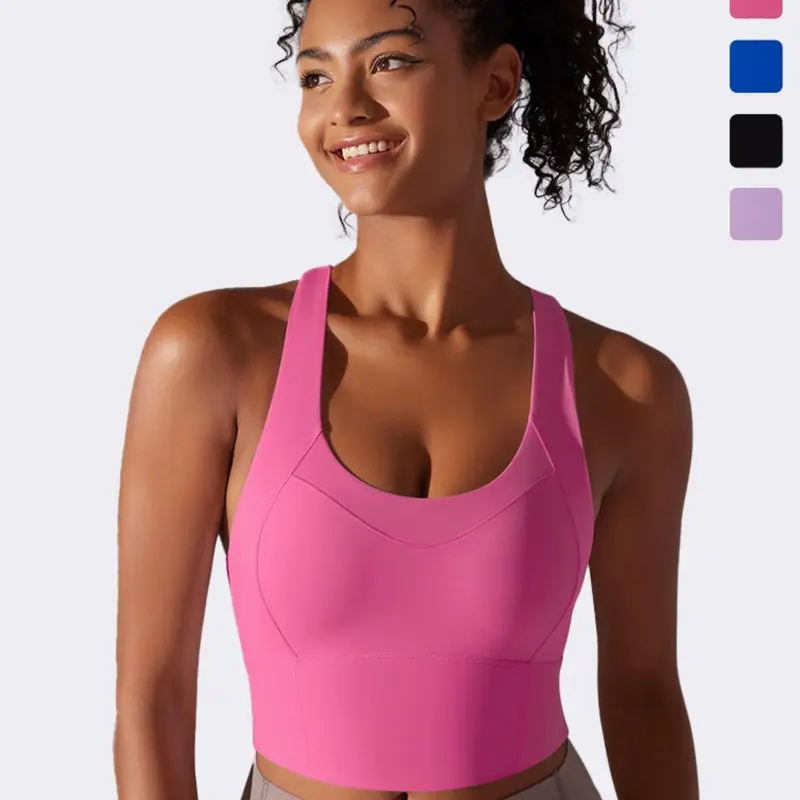 Women's Solid Color Sports Bra, Breathable Comfortable High Stretch Yoga Bra, Ladies Sportswear for Indoor Outdoor Wear