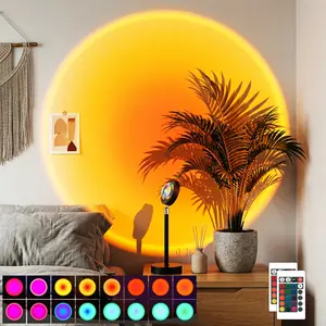 Viral TikTok 16 RGB Color Sunset Lamp Projector - 180 Degree Rotation Mini LED Projection Light, USB Powered, Super Photogenic Aesthetic Light for Selfie, Room Tour, Instagram Photos, Bedroom Decor - Perfect Christmas Gift for Women