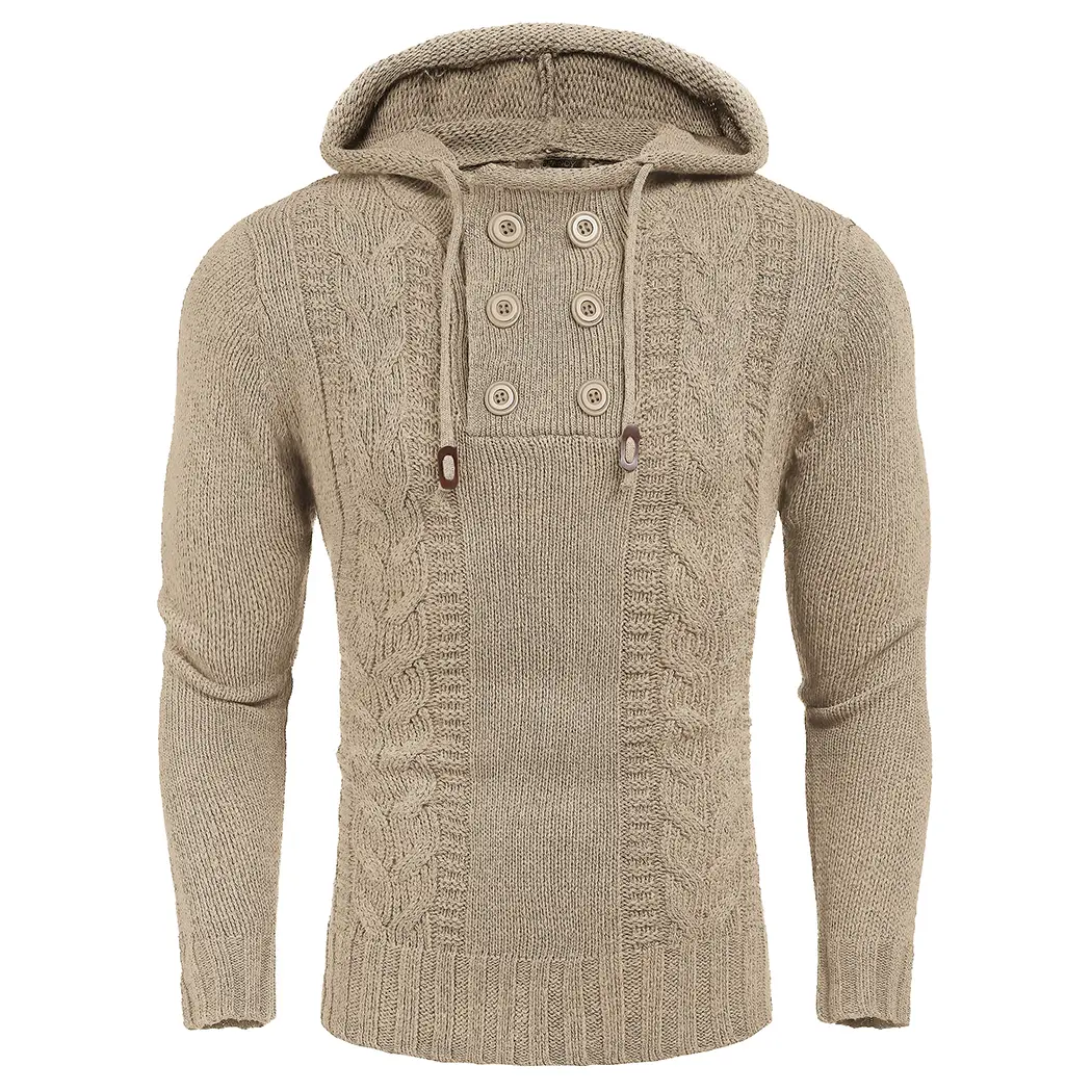 COOFANDY Fall Outfits Men's Knitted Hoodies Pullover Casual Comfortable Long Sleeve Turtleneck/High Neck Sweaters - For Casual/Business/Holiday Stylish Cotton