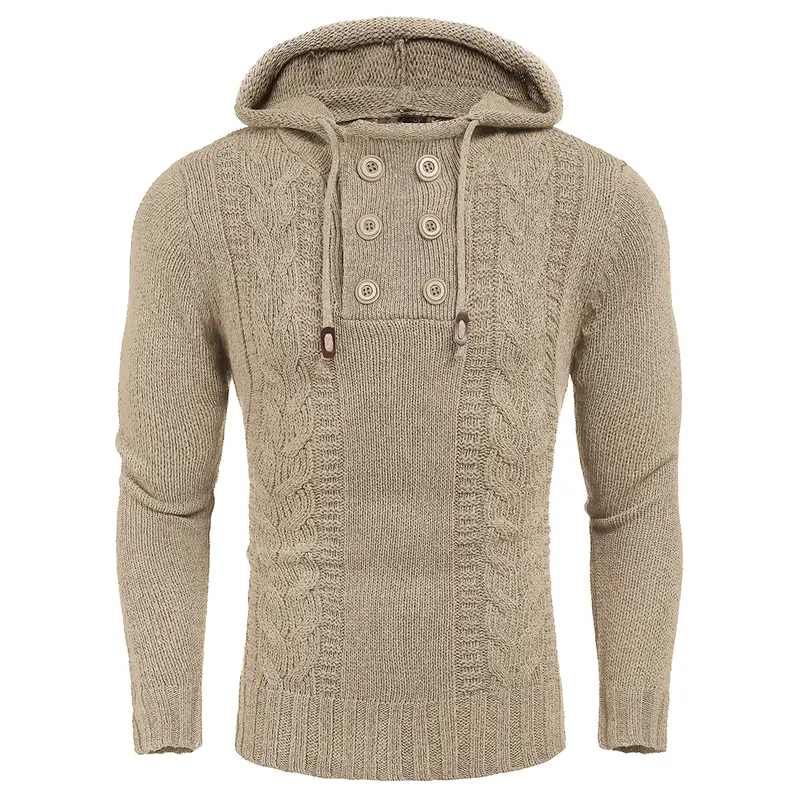 COOFANDY Fall Outfits Men's Knitted Hoodies Pullover Casual Comfortable Long Sleeve Turtleneck/High Neck Sweaters - For Casual/Business/Holiday Stylish Cotton