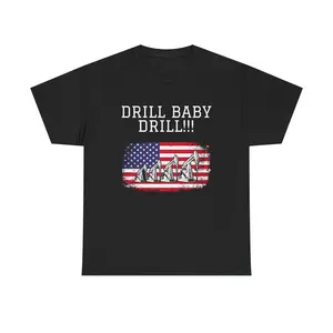 Drill Baby Drill Heavy Cotton Tee | Mens Cotton Shirt | Dark Humour Tee | Birthday Gift | Funny Shirt | Cotton T-shirt | Cool Slogan T-shirt