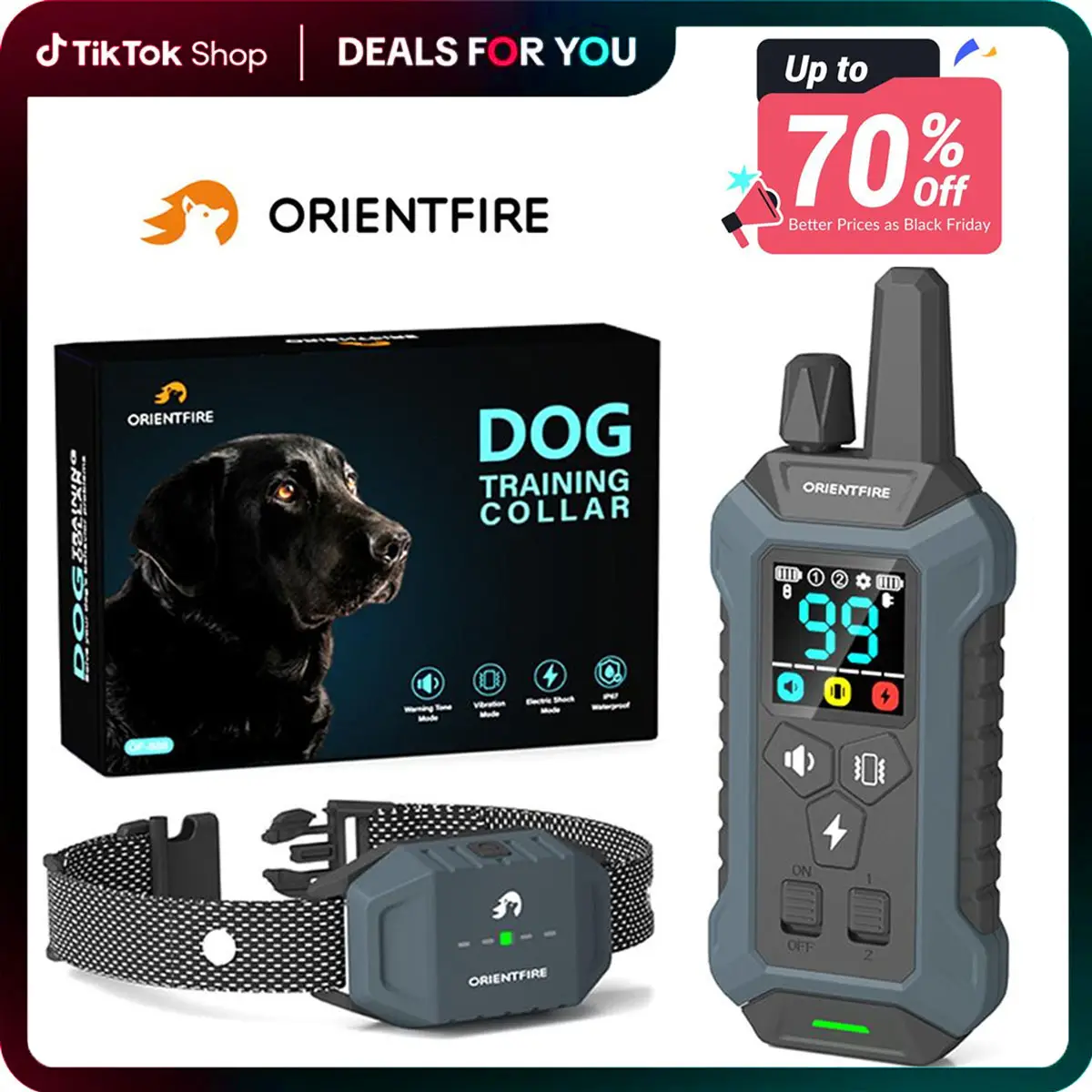 ORIENTFIRE Dog Training Collar,Anti-Barking Dog Silencer,4200 FT Remote Control,3 Training Modes,Rechargeable Portable Dog Barking Stopper for Large,