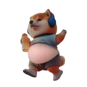 Creative Large Belly Dog Stickers, 1/2/5 Pieces, Chihuahua Music Listening Milk Bottle 3D Stereo Stickers, Collection Print Stickers