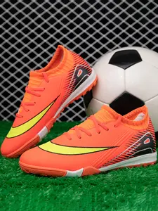 Sporty Football Shoes Turf Shoes, Safe Comfortable Fashion Lace-Up Design, Striped Pattern, Rubber Sole, Mesh Upper, All Seasons