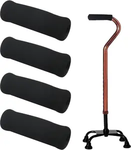 4Pcs Walking Cane Hand Grips - Black Foam Replacement for Offset Canes