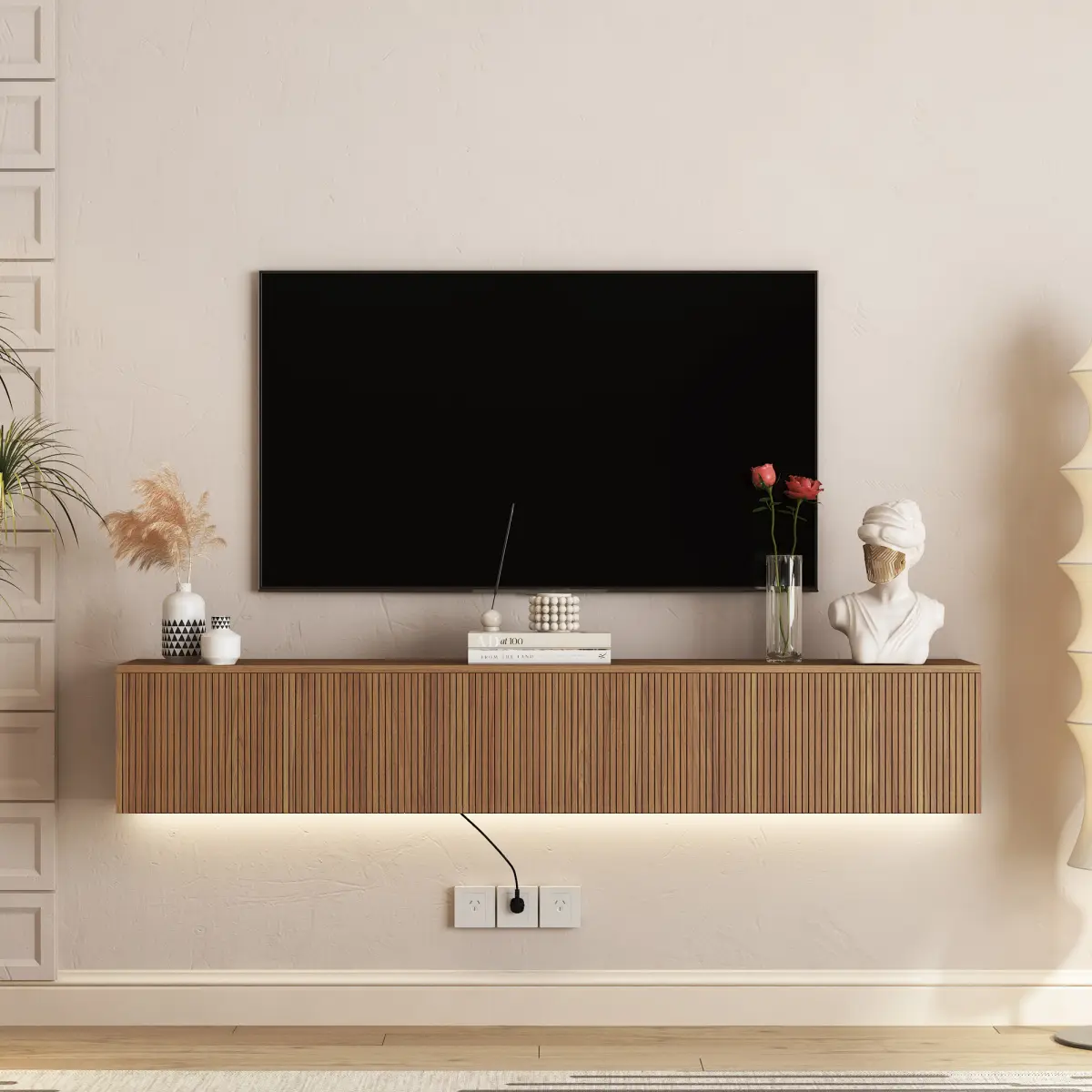 Floating TV Stand Wall Mounted with 16 Color LEDs,69" Modern TV Stand, Floating TV Cabinet Entertainment Center for 55 60 65 Inch