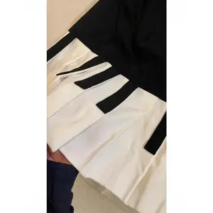 Women Retro Black White Piano Design Suit Skirt Contrasting Color Pleated Mid-length Dress Spring Summer Trendy Outfits