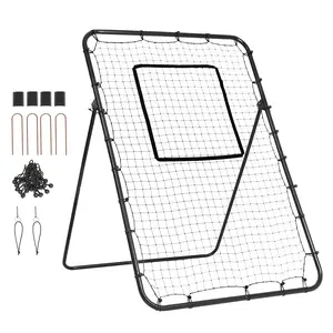 【fathersdaygift】VEVOR Baseball And Softball Rebounder Net, 4 x 6 Feet PitchBack Baseball Nest for Pitching and Fielding Training, Pitch Return Trainer Rebound Net with Pitching Target, 4 Adjustable Angles
