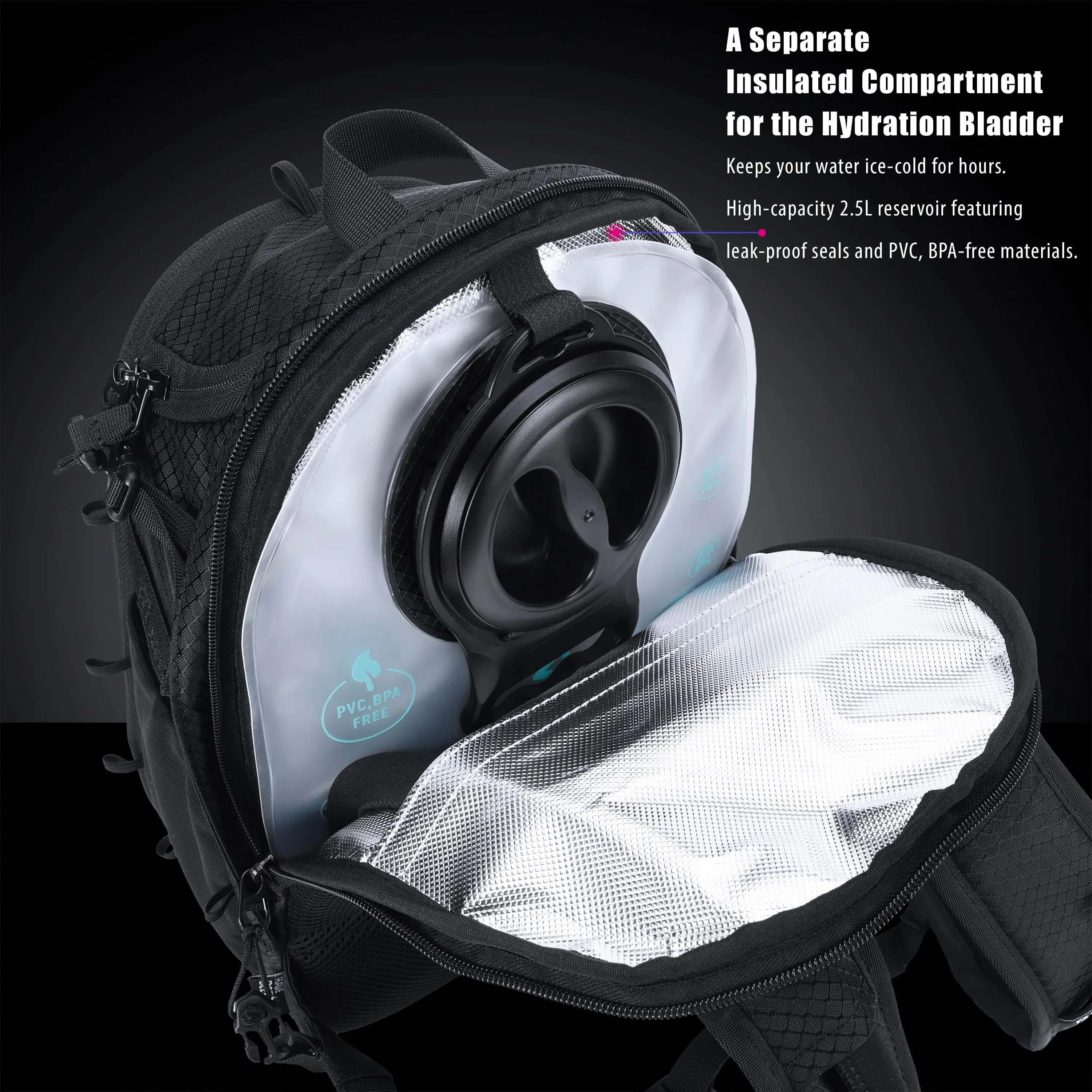 RaveBeetle Elytra LED Hydration Pack 3.0 – Festival Backpack with Water Bladder (Black)