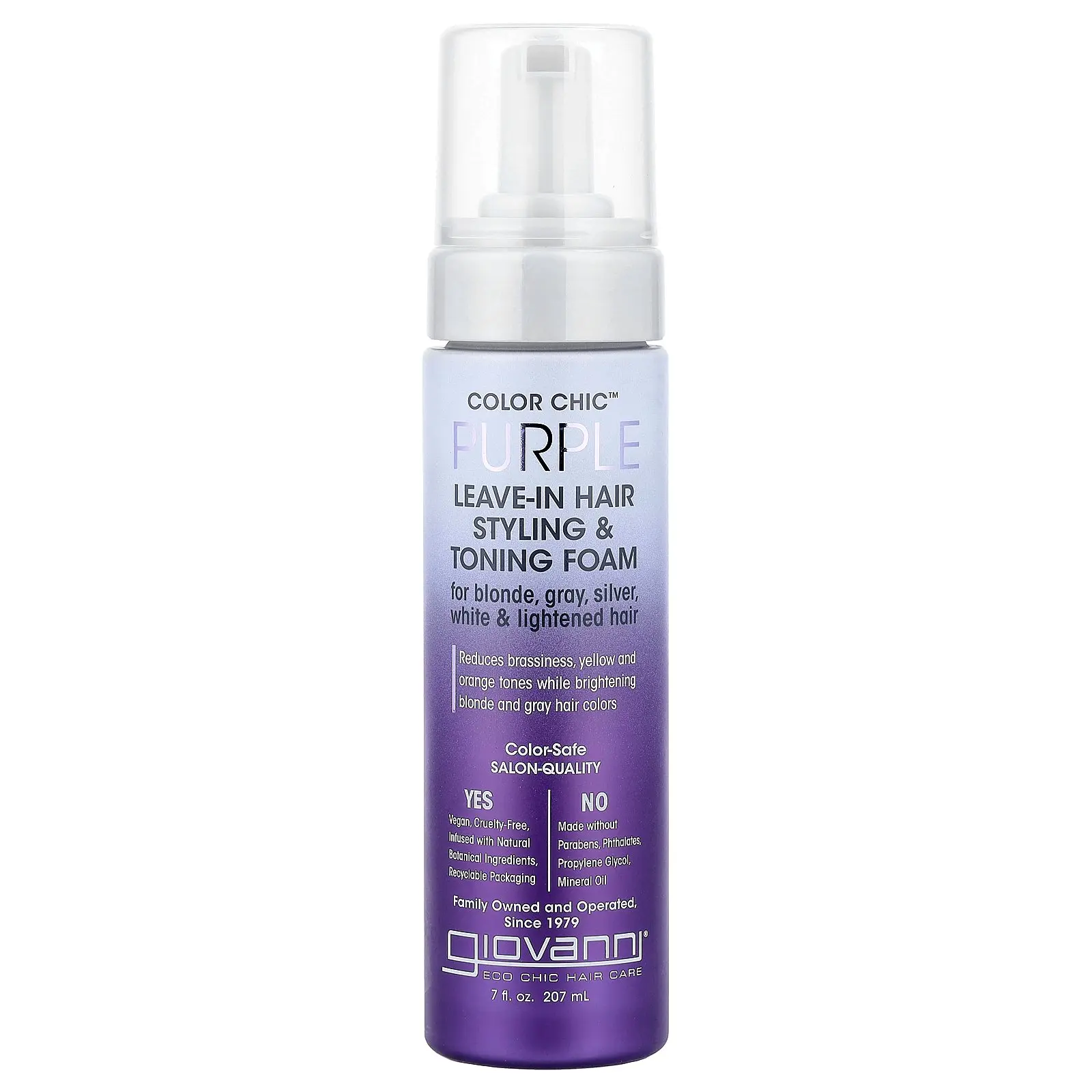 Giovanni Color Chic™, Purple Leave-In Hair Styling & Toning Foam, 7 fl oz (207 ml)