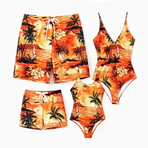 PatPat Tropical Hawaiian Swimsuits for Family Matching Swimwear Spingtok