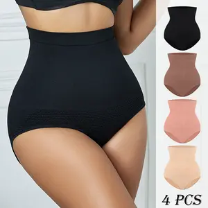 4 Pack Seamless Tummy Control Shapewear Panties for Women High Waist Body Shaper Briefs Shaping Soft Comfortable Solid, Medium Support for Casual Attire, Comfortable Underwear, Minimalist Design, Highquality Material