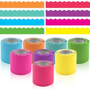8 Rolls 262.4 Ft Bright Bulletin Board Borders Set - Decorations for Office, School Classroom Decor, Teachers &  DIY - Posters & Birthday Parties - Board Trim