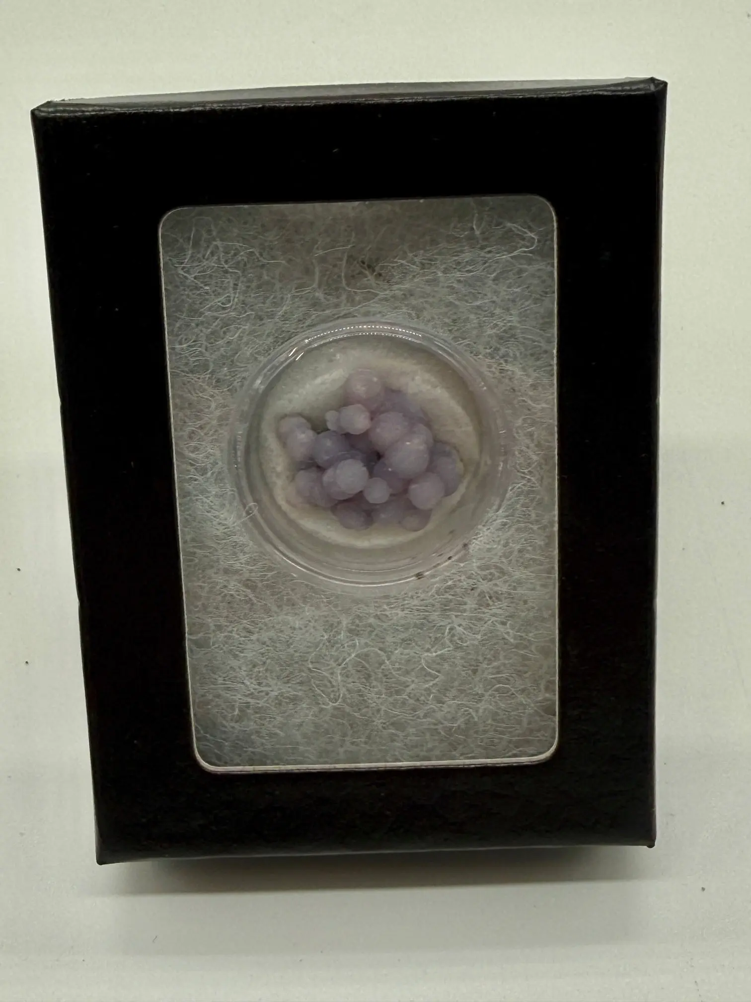 GRAPE AGATE SPECIMEN IN RIKER CASE NATURAL CRYSTAL AND FOSSIL COLLECTION