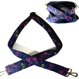 Cross Body Colorful Butterfly Guitar Style Bag Strap - Butterfly Purse Strap-