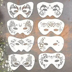 8 Animal Floral Face Templates, Reusable Washable Hand Drawn Art, DIY Face Painting, Stage Makeup, Butterfly Feather Star Designs