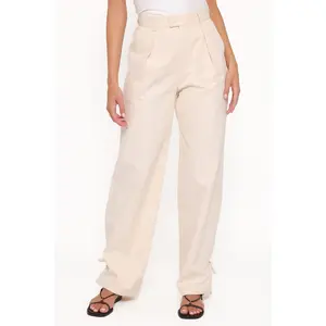 Asher Tie Detail Tapered Leg Pants - Cream