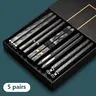 5 Pairs BPA-Free Dishwasher-Safe Ergonomic Japanese Style Reusable Chopsticks, Thick Eco-Friendly Durable Antibacterial Food-Grade PET-Glass Fiber Alloy Polymer with Silver Ions, Non-Slip Kitchen Utensils with Gift Case