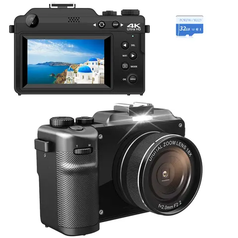48MP Auto & Manual Focus Point & Shoot Vlogging Camera - 3.0in HD Screen, 18x Digital Zoom, Dual Cameras, 2-Color Replaceable Front Faceplates, Mic Port, 0.1m~Infinite Focus, Auto/100/200/400 Settings, WiFi, Back to School Gear techvibes