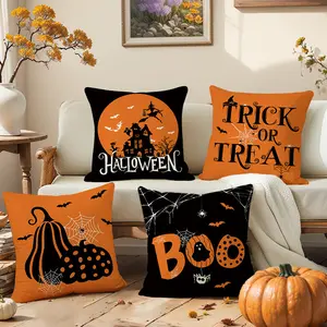Halloween Ghost Spider Cucumber Cushion Covers, Digital Print Zipper Pillowcases, Home Decor Sofa Car Outdoor Seat Pad Set 45x45cm