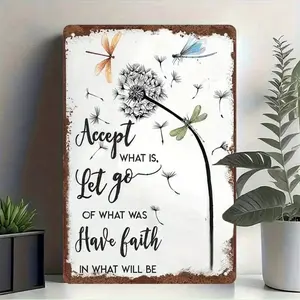 Dandelion Tin Sign Inspirational Quote Rustic Home Decor 8x12 Inches Multicolor Wall Art for Living Room or Bedroom Sturdy Iron Construction Positive Quote metal wall sign Vintage Metal Tin Sign home decor plaque funny bar sign