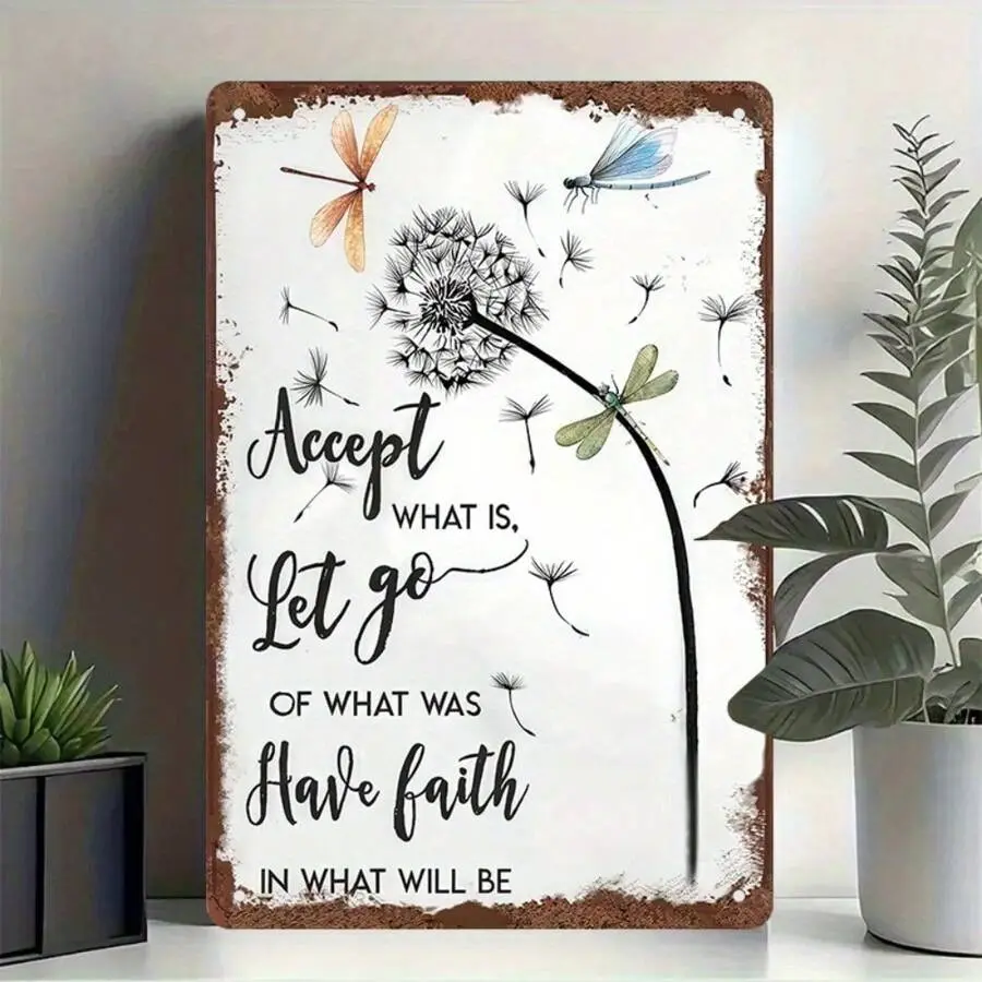 Dandelion Tin Sign Inspirational Quote Rustic Home Decor 8x12 Inches Multicolor Wall Art for Living Room or Bedroom Sturdy Iron Construction Positive Quote metal wall sign Vintage Metal Tin Sign home decor plaque funny bar sign