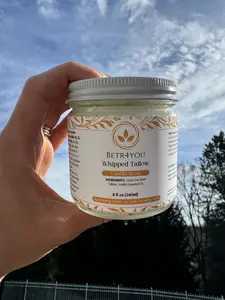Betr4you Whipped Beef Tallow Vanilla Bean Face & Body Balm - Smooth, Creamy Texture, Lightly Infused with Vanilla Essential Oil, 8oz
