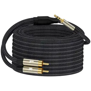 20FT 3.5mm to RCA Audio Adapter, HiFi Sound, Metal Shell, Auxiliary Cord, 1/8 to RCA Connector for Phone, Speaker, MP3, Tablet, HDTV