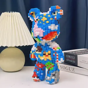 Blue Ocean World Bear 3D Puzzle Building Blocks Decoration, Bookshelf Home Office Cabinet Decor, Party Living Room TV Stand Display