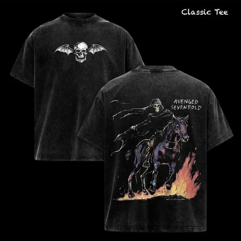 Comfort Colors Avenged Sevenfold Band Tee Washed – Vintage Acid Wash Heavy Cotton Oversize Unisex Rock Band T-Shirt, Retro Y2K Metalcore Streetwear Top, A7X Tour Merch Menswear for Fans