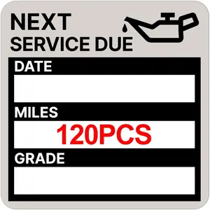 for Oil Change Sticker Static Cling, Clear Stickers 120 Pcs 2”x 2” Next Service Due Sticker For Windshield, Easy to Peel with No Residue For Car,Auto,Vehicle Window (Black-Grey)