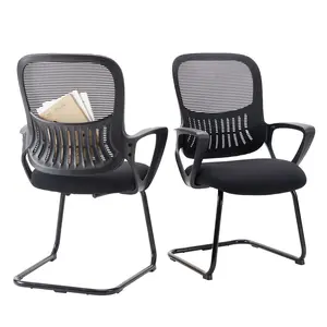 Fixed Mesh Mid-Back Computer Chair, Wheelless Office Chair with Lumbar Support for Home Waiting Areas, Receptions and Conference Rooms