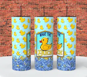 Funny Snarky What The Duck 20oz Skinny Tumbler Insulated Lid Coffee Portable Drinkware with Straw for Hot & Cold Drinks
