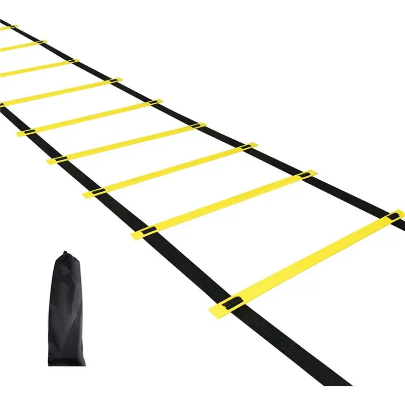 12 Rungs Agility Ladder Set, Training Ladder with Steel Stakes and Carry Bag for Soccer, Speed Fitness Feet Training