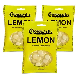 Choward's 3oz Lemon Candy Bags 3 Pack | 49 Pieces Individually Wrapped Candy Mints | Nostalgic Lemon Candy Bags | Perfect for Snacks in Lunchboxes, Pockets, Goodie Bags, and Birthday Parties