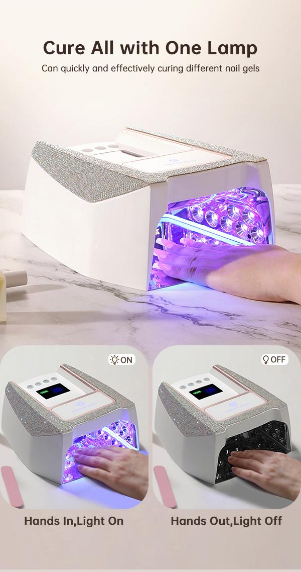 CHRISTINE SHELLY UV Nail Lamp, Cordless UV Light for Gel Nails with Auto Sensor & 4 Setting Timers, Rechargeable LED Nail Light, Professional Nail Dryer for Salon & Home, Pink Diamond