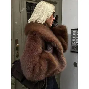 Women's Faux Fur Short Coat, Warm Loose Fit Winter Jacket, High-End Look, New Trendy Design, Perfect for Cold Weather（gift） Cropped Fashion