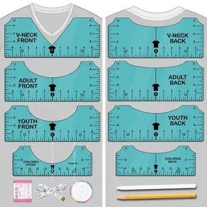Tshirt Ruler Guide for Vinyl Alignment - T Shirt Measure Rulers Guide, Shirt Measurement Centering Tool Heat Press Screen Printing V- Embroidery Accessories Sublimation Blanks Product