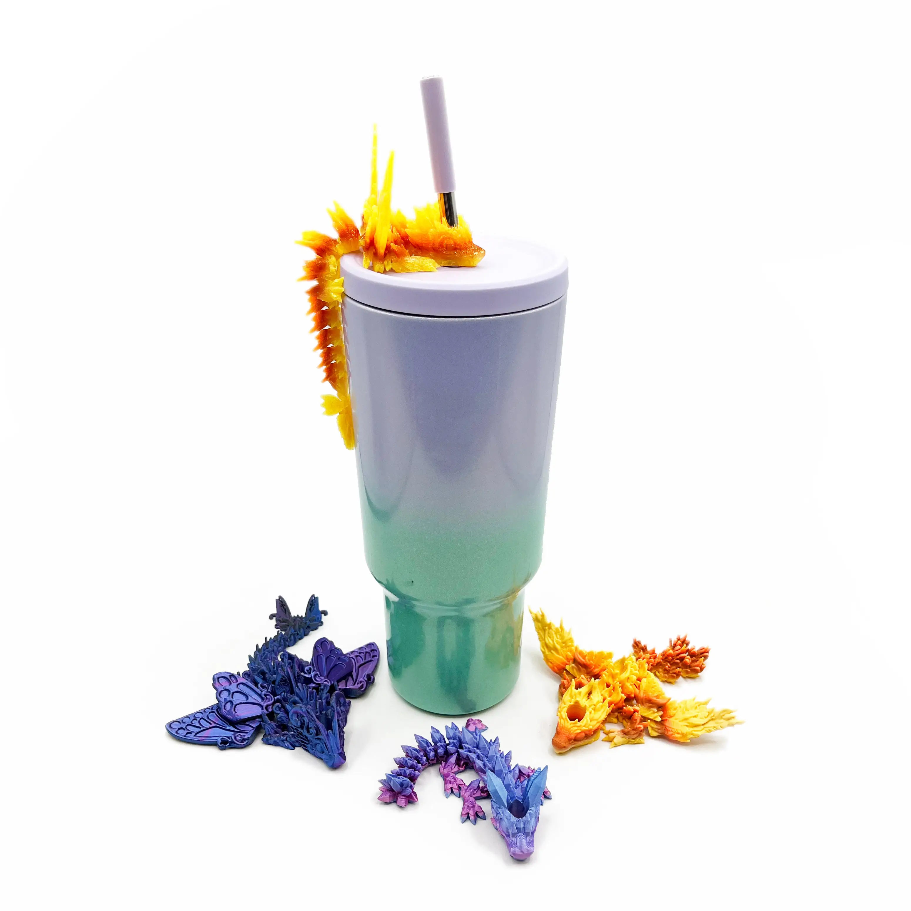 Baby Dragon Sip Sidekicks – 3D Printed Straw Buddy Accessories | Fantasy Dragon Drink Charms