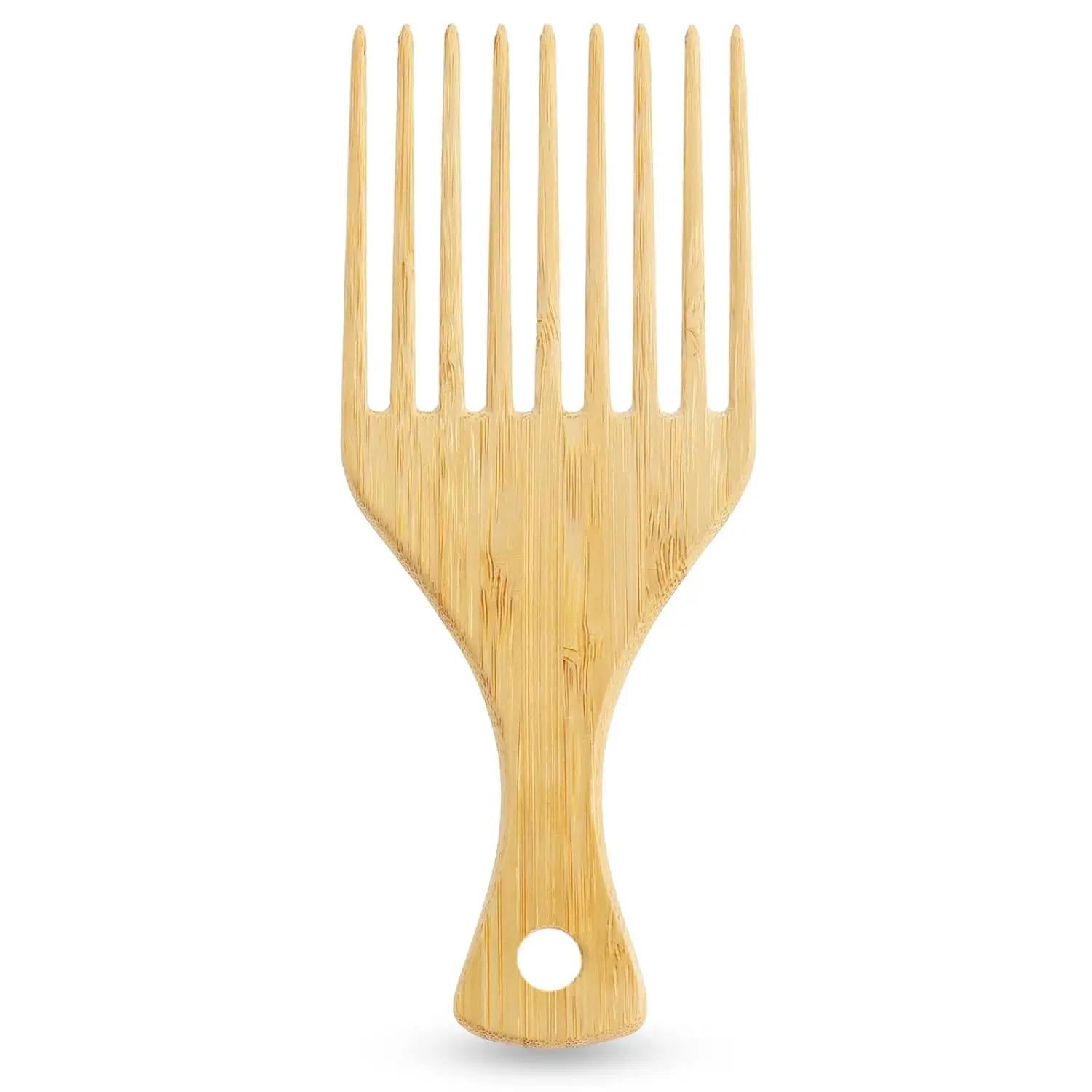 2 Pack Bamboo Hair Pick, Wide-Tooth Detangler Comb for Curly, Thick, Coily Hair - Anti-Static Styling & Lifting Tool for Men and Women, Detangler Brush, Removal Comb