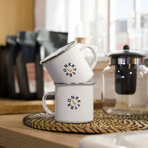 Cylindrical Enamel Mug, 8cm Size - Reusable, Multifunctional Kitchenware Drinkware for Coffee, Beverage, Reuse