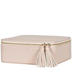 Mele & Co. Shiloh Travel Jewelry Case in Tan Faux Leather