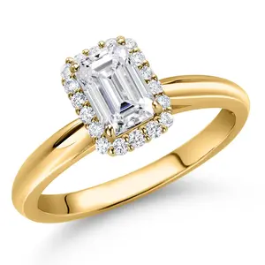 0.84 Cttw IGI Certified Lab Grown Diamond in 10K Yellow Gold Engagement Ring for Women | Emerald Cut Center Diamond 0.70 Ct | D-E Color | VS1-VS2 Clarity