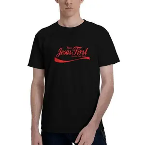 Clever Faith & Pop Culture Mashup Top - 'Enjoy Jesus’ in Vintage Soda Script for a Thought-Conversation Street Style,Four-season casual short-sleeved T-shirt, sports T-shirt, sport and casual wear, home and casual wear.