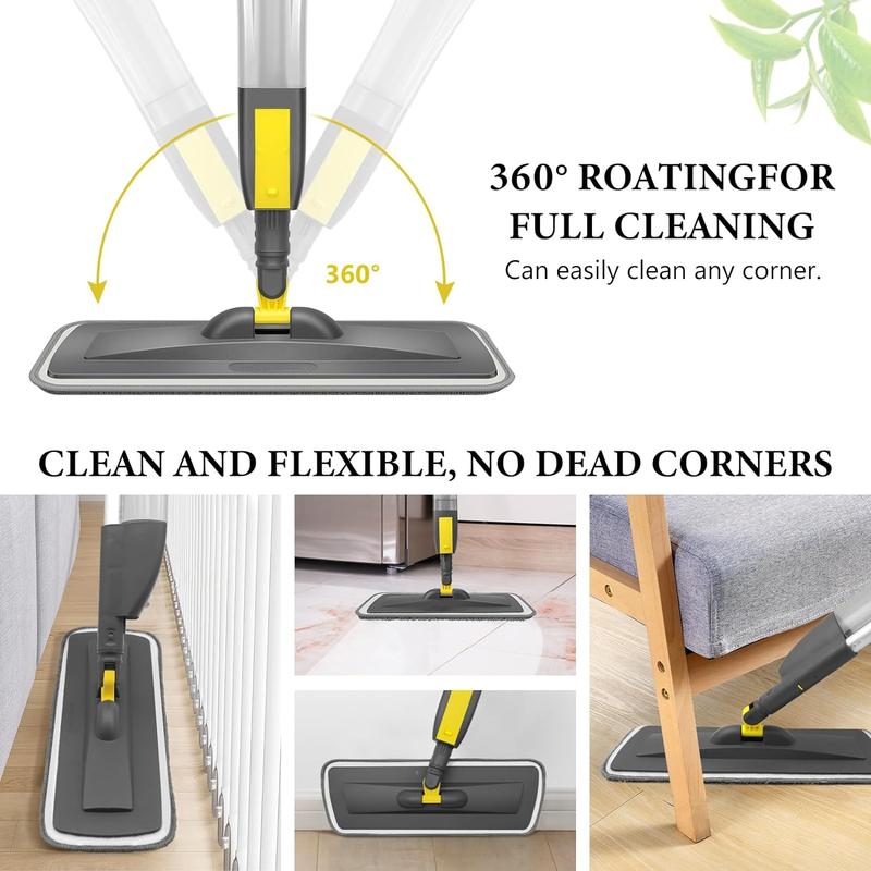 Microfiber Spray Mop: 400ml Refillable, 2 Pads, Dry/Wet Use, For All Floors, Home & Commercial Vinyl