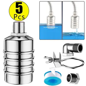 Water Level Control Float Valve Set,304 Stainless Steel Mini Floating Ball Valve,Automatic Water Level Controller for Tank, Pool, Livestock Troughs